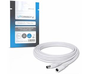Litcessory Power al Controlador Cable de Extensión para Philips Hue Lightstrip Plus/Gradient/Solo/OmniGlow/Flux/Essential Tira de Luz (3m, 1 Unidad, Blanco)