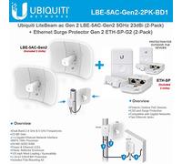 LiteBeam AC Gen 2 LBE-5AC-Gen2 5GHz Airmax 2X2 MIMO 23dBi 450+ Mbps CPE (Paquete de 2) con Protector de sobretensiones Ethernet Eth-SP para Exteriores de Alta Velocidad (Paquete de 2)