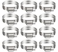 Litensh 12 unidades Clips de manguera de acero inoxidable, 13-19mm abrazaderas de manguera de engranaje helicoidal, abrazadera de tubería de combustible