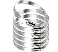 Litensh 6 unidades Clips de manguera de acero inoxidable, 65-89mm abrazaderas de manguera de engranaje helicoidal abrazadera de tubería, abrazadera de tubería de combustible