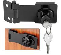 Litensh - Cerradura con llave, ángulo recto de 90 grados, cerrojo giratorio, para cobertizo, cierre de puerta, pestillo, pequeño cerrojo con candado, llaves para armario (7,6 cm, color negro)