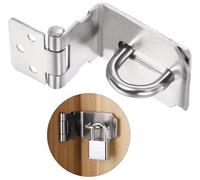 Litensh Cerradura de Candado de Puerta con Cerrajo, Cerradura de Seguridad de Candado de Cerrojo de Bisagra de Puerta de Acero Inoxidable 304 (Plata 90 Grados, 10 cm)