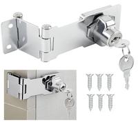 Litensh Cerradura de cerrojo, cerradura de puerta, cerradura de cajón, cerradura de armario, Cierre de Hebilla Candado,Cerrojo de Candado, cerradura de llave (Silver - Triple Fold 3 Inch)