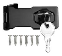 Litensh Cerradura de cerrojo, cerradura de puerta, cerradura de cajón, cerradura de armario, Cierre de Hebilla Candado,Cerrojo de Candado, cerradura de llave (Black - 3 Inch)