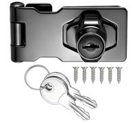 Litensh Cerradura de cerrojo, cerradura de puerta, cerradura de cajón, cerradura de armario, Cierre de Hebilla Candado,Cerrojo de Candado, cerradura de llave (Black - 2.5 Inch)