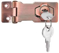 Litensh Cerradura de cerrojo de ángulo recto de 90 grados con llave igual, cerrojo pequeño hebilla de pestillo de seguridad para puerta, cerradura de cobertizo de candado (Red Bronze 3 Inch)