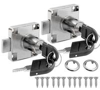 Litensh Cerradura de leva con llave igual, cerradura de seguridad para armario,Cerradura para muebles, gabinete, buzón, cajón, hogar, oficina (Plata, Paquete de 2)