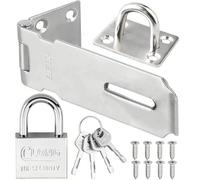 Litensh Cerradura de Puerta de Acero Inoxidable de 7,6 cm con Pestillo de Aldaba y Candado, Cierre de Seguridad Packlock Cierre de Aldaba Pestillo de Cerradura, Cierre de Aldaba para Puerta Extra