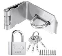 Litensh Pestillo de Cerradura de Puerta de Acero Inoxidable de Ángulo Recto de 90° de 4 Pulgadas con Candado, Cierre de Pestillo de Seguridad Packlock, Pestillo de Cerradura de Puerta Extra Grueso