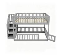 Litera 140x200 - escalera de seguridad, cajones y cama con almacenamiento para niños y adolescentes - gris
