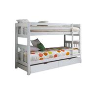 Litera + 2 cajones madera blanca 90x190cm