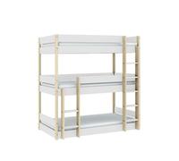 Litera 90cm triple enzo blanco y madera natural - conforama 200.4 cm
