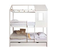 Litera + cajón almacenaje madera blanco 90x190/90x190cm