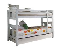 Litera + cama de arrastre madera blanca 90x190cm 102 cm