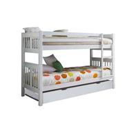 Litera + cama elevable madera blanca 90x190cm