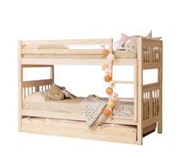 Litera + cama elevable madera blanco lavado 90x190cm 202 cm