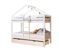 Litera casita + cajón almacenaje madera blanco 90x190/90x190cm 208 cm