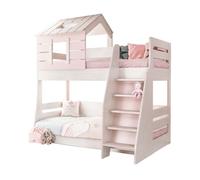 Litera casita escalera derecha aglomerada rosa colchon recomendado 90/100x200cm