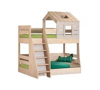 Litera casita escalera izquierda aglomerado gris 90/100x200cm