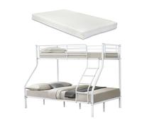 Litera con colchones de espuma fría metal y poliéster 210 x 147,5 x 168 cm - blanco [neu.haus]