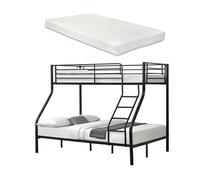 Litera con colchones de espuma fría metal y poliéster 210 x 147,5 x 168 cm - negro [neu.haus]