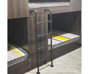 Litera de Hierro Forjado Negro con Escalera para el hogar, Dormitorio, Caravana - Altura Ajustable de 100 a 300 cm, fácil instalación para Acceso a sótanos y Espacios Red