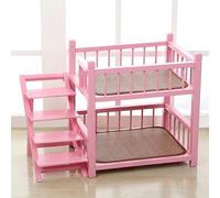 Litera de madera maciza para mascotas, diseño extraíble de doble capa para uso en interiores, espacio superior e inferior para dormir para múltiples mascotas