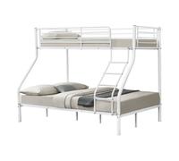 [neu.haus] Litera de Metal Sortland Cama para 3 Personas Cama Infantil con Somier Barandilla y Escalera Literas Juveniles Acero 210 x 149 x 166 cm - Blanco