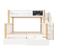 Litera infantil de madera maciza, cama alta, litera con escalera, juego de cama individual y doble, cama infantil, estructura de cama triple de madera maciza de pino, ahorra espacio.,B