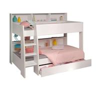 Litera juvenil mouse con cajón 90x200 cm en color blanco - añade modernidad al dormitorio 209 cm