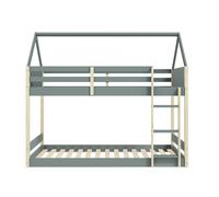 Litera montessori axel casita verde caqui y madera natural - conforama