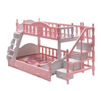 Litera para muñecas de bebé para niñas, simulación en Miniatura, casa de muñecas de Dibujos Animados, Cama con escaleras, Muebles de plástico para casa de, cumpleaños |.Muñeca