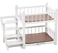Litera para perros pequeños y medianos, cama para mascotas con marco de madera de doble capa con escaleras, escalones elevados para perros y gatos, perfecta para camas de perros pequeños y medianos
