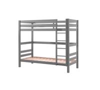 FURNLUX Pino - Litera, 106 x 210 x 182 cm, color gris, pino escandinavo, posición de escalera izquierda y derecha, con somier para colchón de 90 x 200 cm