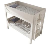 Litera separable de 90 x 200 cm con escalera que se puede montar de forma flexible en el cabecero/pies, diseño en forma de trineo, se convierte de 1 cama a 2 camas individuales, color blanco, EN747-1