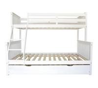MueMue Litera triple + cama elevable blanco madera 135 cm