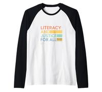 Literacy and Justice For All Teacher Librarian Graphic Camiseta Manga Raglan