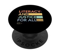Literacy and Justice For All Teacher Librarian Graphic PopSockets PopGrip Adhesivo