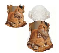 Literary Cat L - Ropa para mascotas para perros pequeños, bonito traje de verano para cachorros, ropa suave y transpirable para mascotas para gatos