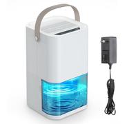 Litever Deshumidificador de alta eficiencia para el hogar - Deshumidificador compacto portátil y silencioso con apagado automático - Depósito de agua de 64 oz - Temporizador de retardo y luz ambiental