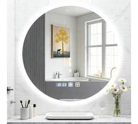 Litglobe Espejo Baño LED Bluetooth 60x60cm,Espejo Redondo Baño,Espejos de Bano con LED Antivaho y Memoria,Espejos Bano con Luz c n Interruptor Táctil,3 Colores,Regulable