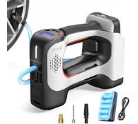 Litheli Bomba de Aire Eléctrica, Bomba Portátil con Batería de 10000 mAh, Pantalla Digital y Compresor LED, para Coches, Motocicletas, Bicicletas y Balones