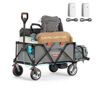 Litheli Carretilla eléctrica Plegable, Carro de Mano Plegable con Frenos, 200 L, 60 kg, Carro Plegable Adecuado para Camping, jardín, Playa, Compras (Gris, 2 baterías)