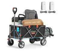 Litheli Carretilla eléctrica Plegable, Carro de Mano Plegable con Frenos, 200 L, 60 kg, Carro Plegable Adecuado para Camping, jardín, Compras (Negro, 2 baterías)