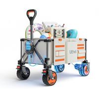 Litheli Carro de Exterior eléctrico Plegable, Carro de Mano Plegable, Doble Motor con Frenos, 150 L, 60 kg, Plegable, Adecuado para Camping, jardín, Compras, Sin batería