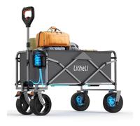 Litheli Carro de mano eléctrico plegable, carretilla plegable con motor y frenos, 100L 50KG adecuado para camping, jardín, playa, compras (Gris, W1 Go sin batería)