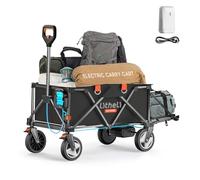 Litheli - Carro eléctrico plegable con frenos, 200 l, 60 kg, apto para camping, jardín, compras (negro, 1 batería)