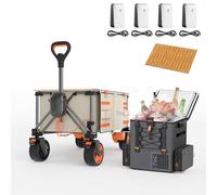 LiTHELi FrozenPack Nevera con batería con carro plegable y mesa, 12/24/240 V, 150 L, 60 kg, carro plegable para camping, viajes, autocaravana, incluye 4 pilas (4 paquetes)