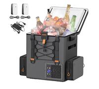LiTHELi FrozenPack - Nevera con compresor de 20 L, 12 V/240 V, para camping, viajes, autocaravana, 15 minutos de refrigeración rápida, con 2 baterías de 4,0 Ah y cargador USB C (3 paquetes)