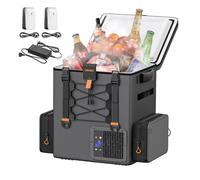 LiTHELi FrozenPack - Nevera con compresor de 20 l con adaptador CA CC, 12/24 V, 100/240 V, para camping, viajes, autocaravana, refrigeración rápida, 15 minutos, con 2 baterías de 4,0 Ah (3 paquetes)